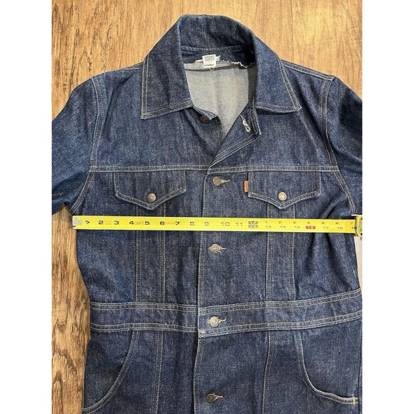 Vintage Levi's Orange Tab Long Split Tail Dark Denim Chore Jacket Men's Size M - Picture 11 of 15